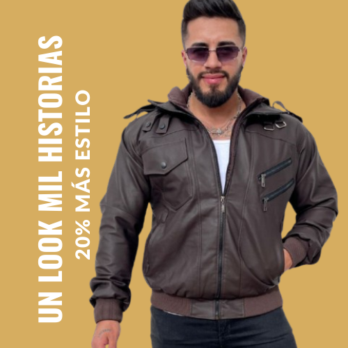 CHAQUETA RUST CAPOTA-CUEROTEX PREMIUM