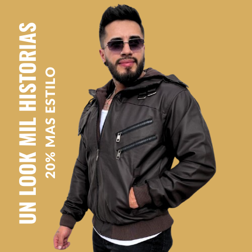 CHAQUETA RUST CAPOTA-CUEROTEX PREMIUM